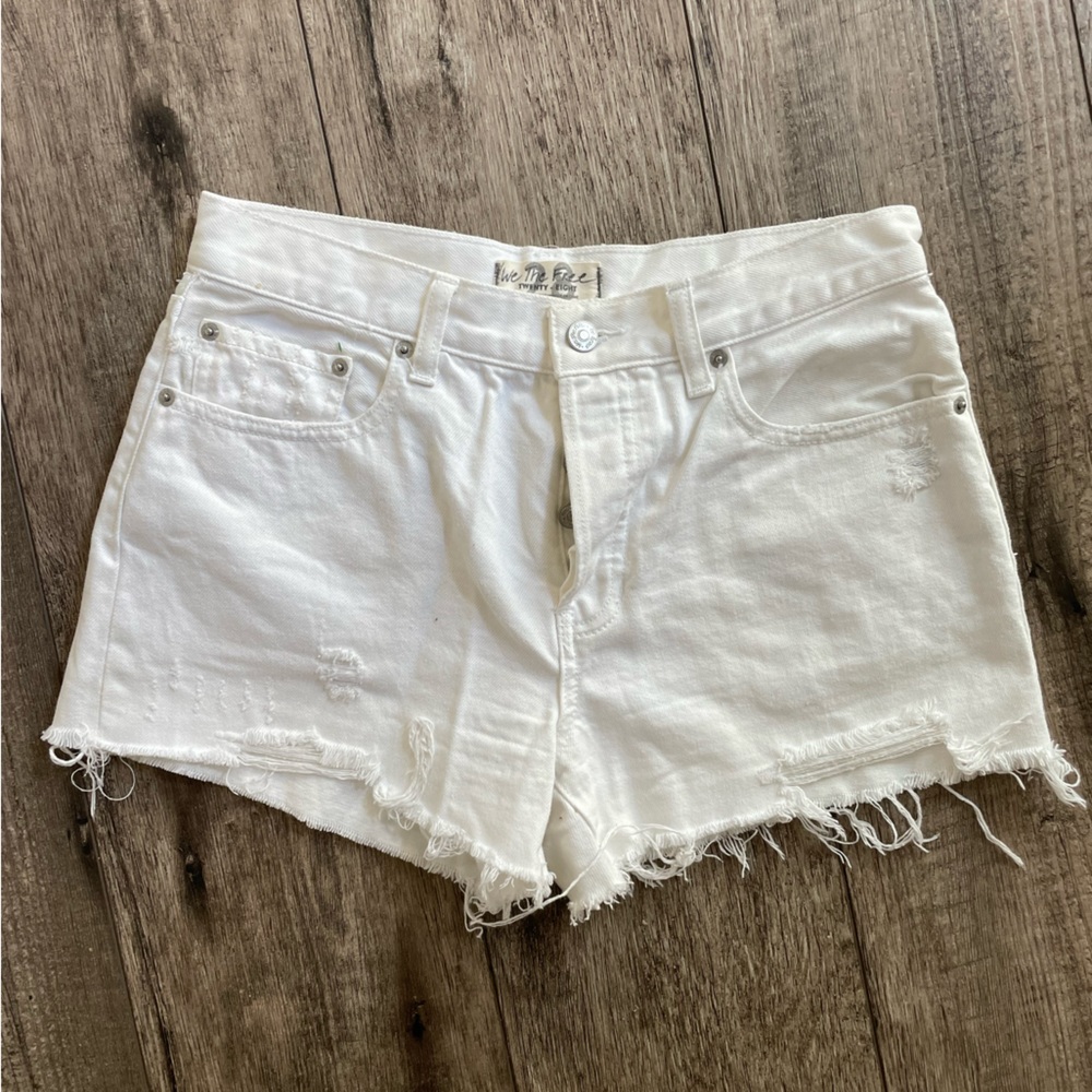 Free People white denim shorts